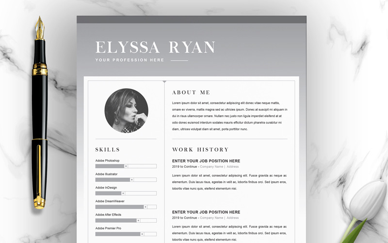 Download Резюме "Elyssa Word Cv Resume Template" / Elyssa Word Cv Resume Template - Резюме на тему графика 1 page resume 2 clean cv cover letter design template illustrator eps mac pages microsoft word modern photoshop psd professional