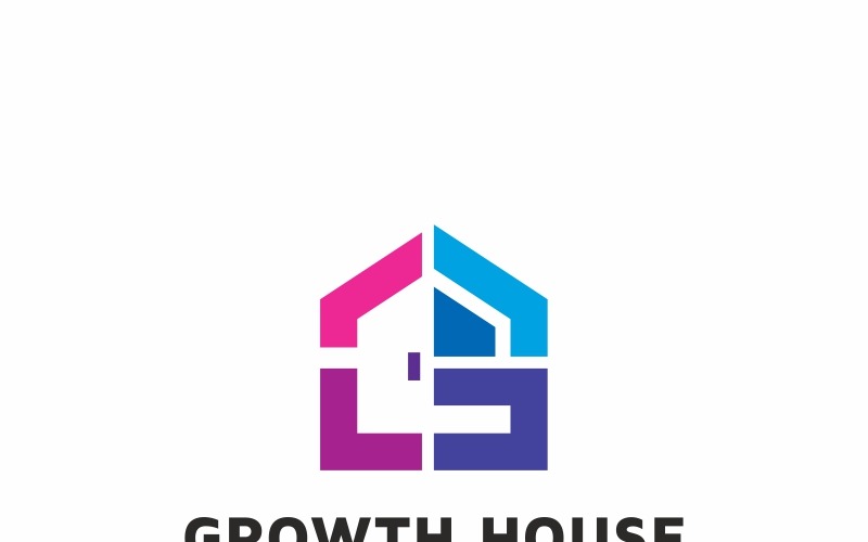 Download Шаблон логотипа "Growth House G Letter Logo Template" / Growth House G Letter Logo Template - Шаблон логотипа на тему графика g letter alphabet black blue box character characters clean estate globe growth home house housing in logo professional real red