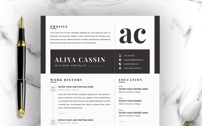 Download Резюме "Help Desk Resume Template" / Help Desk Resume Template - Резюме на тему графика 1 page resume 2 clean cv cover letter design template illustrator eps mac pages microsoft word modern photoshop psd professional