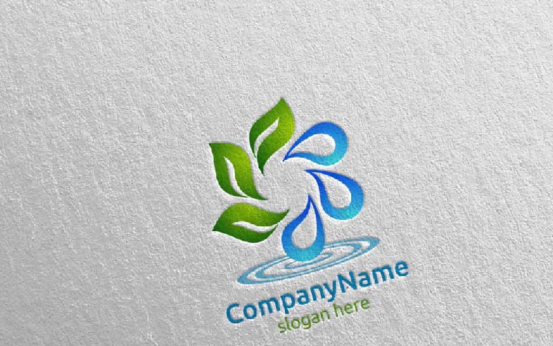 Mavi Su Damlası Logo Şablonu Geri Dönüşüm