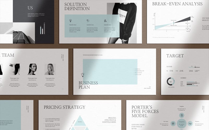 Clean and Clear Business Plan PowerPoint template