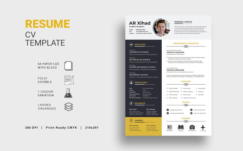 Download Резюме "Clean Resume Template" / Clean Resume Template - Резюме на тему графика clean cv design elegant resume female feminine infographic letter minimalist modern portfolio professional minimal pages template