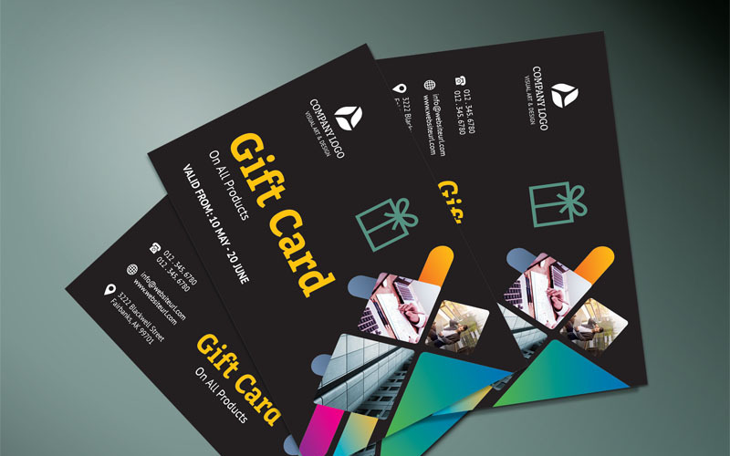 Download Фирменный стиль "Dark Color Gift Card - Corporate Identity Template" / Dark Color Gift Card - Corporate Identity Template - Фирменный стиль на тему графика gift card folder corporate presentation stationery poster id kit e-commerce hi-quality business logo professional modern art standard creative graphics colorful