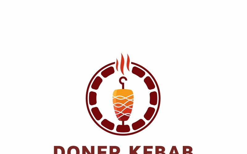 Download Шаблон логотипа "Doner Kebab Logo Template" / Doner Kebab Logo Template - Шаблон логотипа на тему графика b&amp;amp;b balkan bar barbecue brown business catering chef colorful creative cuisine different doner flame food grill halal hungry kebab kitchen