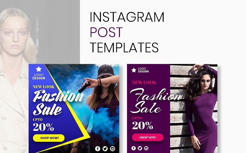 Download Шаблон для соцсетей "Instagram Post Social Media Template" / Instagram Post Social Media Template - Шаблон для соцсетей на тему графика banner business sale people template fashion shopping promotion shop photo discount price offer person store sales clothing model young best