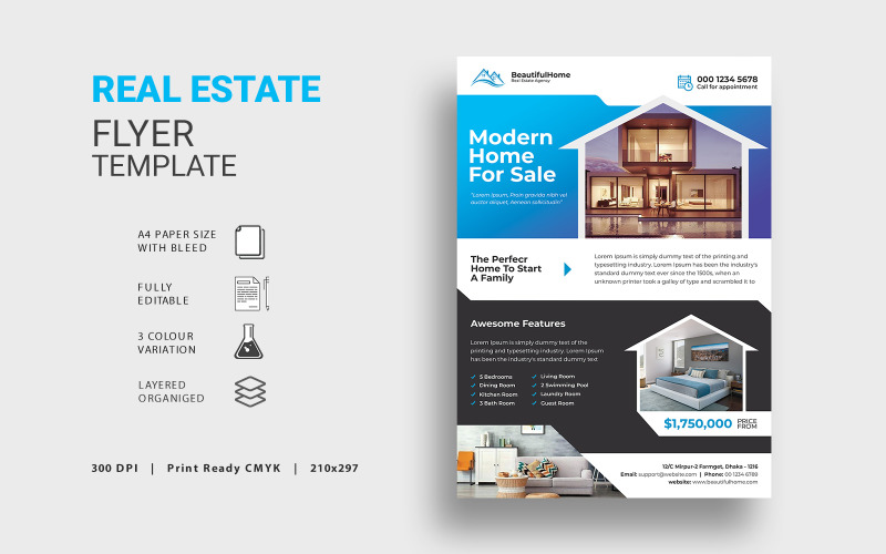 Download Фирменный стиль "Real Estate Flyer - Corporate Identity Template" / Real Estate Flyer - Corporate Identity Template - Фирменный стиль на тему графика advertisement advertising agency agent broker commercial flyer home house lease loan marketing mortgage negotiator open poster property real estate realtor