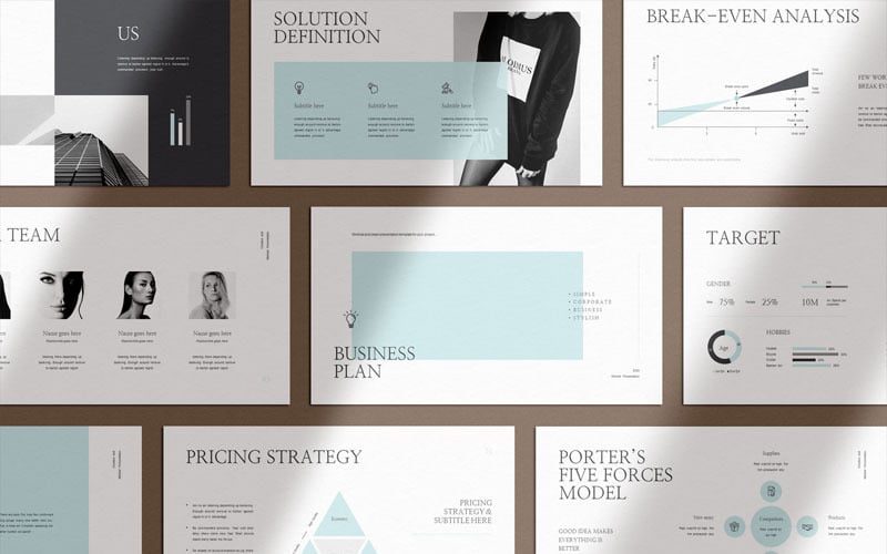 Schoon en duidelijk Businessplan PowerPoint-sjabloon