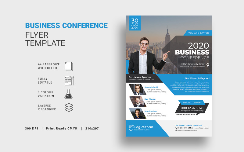 Download Фирменный стиль "Business Conference Flyer - Corporate Identity Template" / Business Conference Flyer - Corporate Identity Template - Фирменный стиль на тему графика a4 annual business company conference convention corporate flyer event expo leaflet magazine marketing meeting multipurpose newspaper pamphlet poster summit seminar