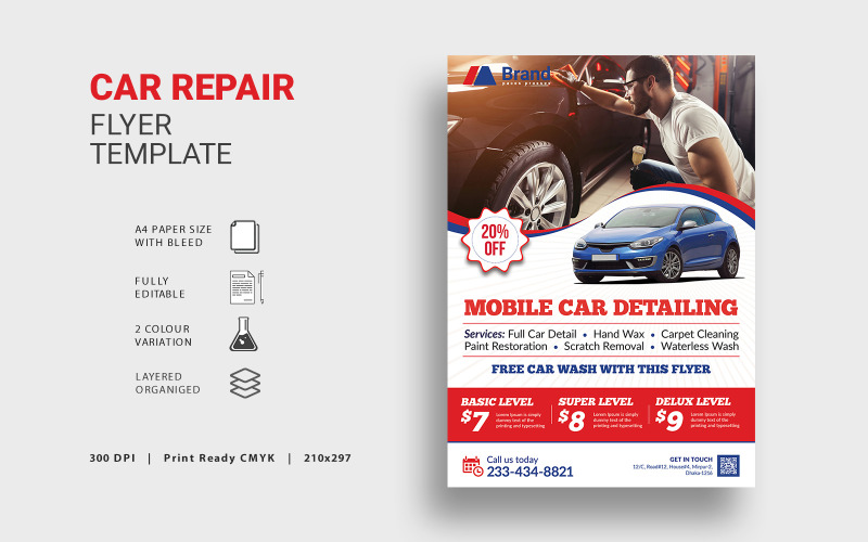 Download Фирменный стиль "Car Repair Flyer - Corporate Identity Template" / Car Repair Flyer - Corporate Identity Template - Фирменный стиль на тему графика advert advertisement auto detailing repair automobile automotive branding car flyer sales spray wash change oil clean cleaning engine exhaust fix