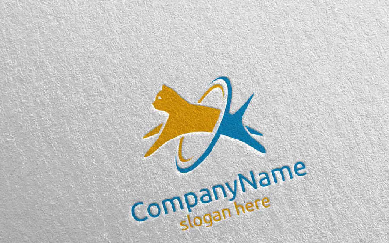 Katze für Tierhandlung, Veterinär oder Katzenliebhaber Concept 7 Logo-Vorlage