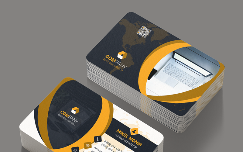 Download Фирменный стиль "Business Card - Corporate Identity Template" / Business Card - Corporate Identity Template - Фирменный стиль на тему графика black blue business card design clean style corporate creative cyan elegant green line minimalist modern template orange personal photoshop print