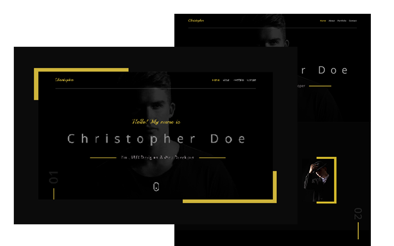 Download PSD шаблон "Chris-Black PSD Template" / Chris-Black PSD Template - PSD шаблон на тему персональная страница 