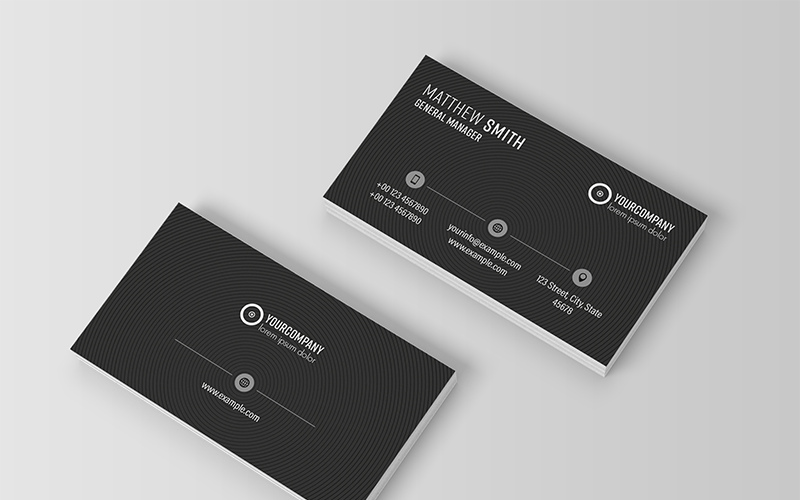 Diseño de tarjeta de presentación con círculos negros - Plantilla de identidad corporativa