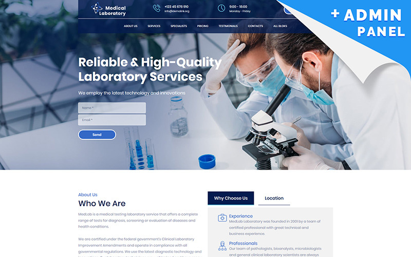 шаблон целевой страницы медицинской лаборатории