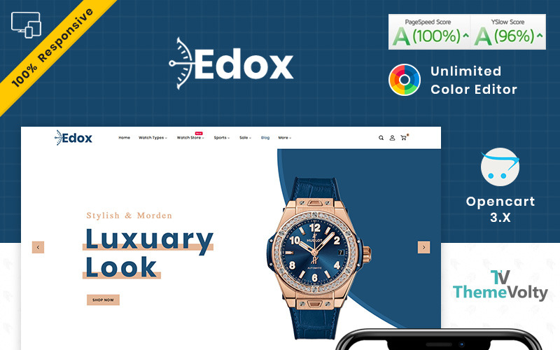 Шаблон OpenCart для теми магазину годинників Edox