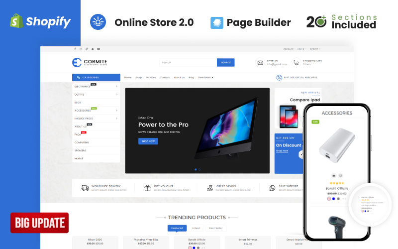 Тема магазину електроніки Cormite Shopify