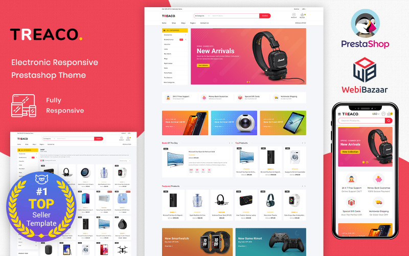 Treaco - elektroniczny uniwersalny motyw sklepu PrestaShop