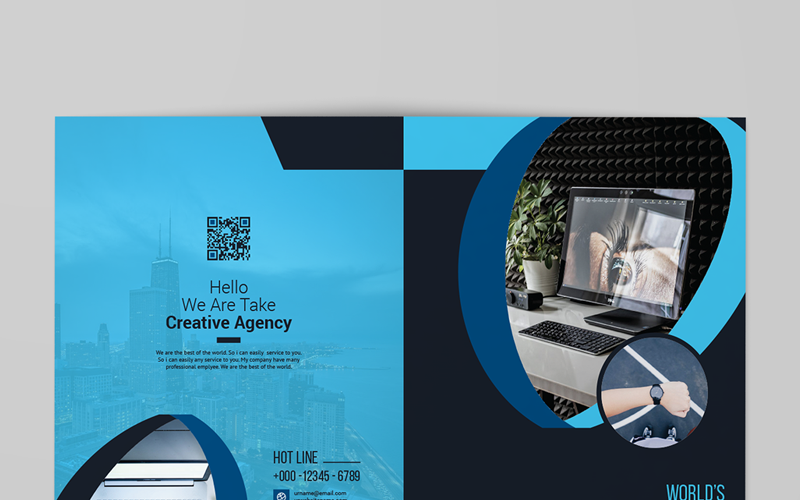 Download Фирменный стиль "Bi-Fold Brochure - Corporate Identity Template" / Bi-Fold Brochure - Corporate Identity Template - Фирменный стиль на тему графика a4 agency bi-fold bifold blue brochure business clean colorful company corporate creative design editable folding indesign key visual leaflet lifestyle
