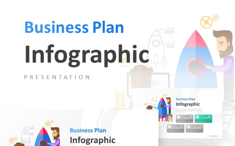 Raket ontwerpen met vier creatieve infographic PowerPoint-sjabloon
