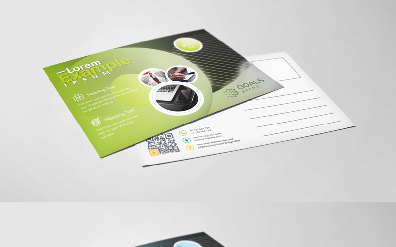 Carte postale de couleur verte - modèle d'identité d'entreprise