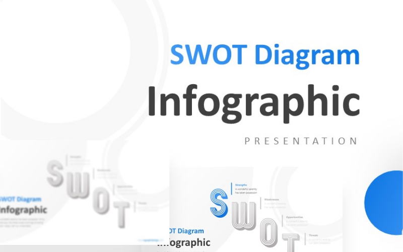 Kleurrijk SWOT-diagram met typografiepresentatie PowerPoint-sjabloon