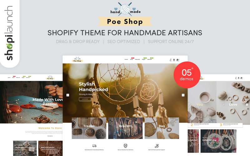 PoeShop - Tema Handmade do Shopify para artesãos