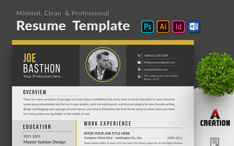 Download Резюме "Ben Jonathon - Graphic Designer Resume Template" / Ben Jonathon - Graphic Designer Resume Template - Резюме на тему графика 2 page resume a4 bundle classic clean cv cover letter job minimalist download layout template word simple application student objective