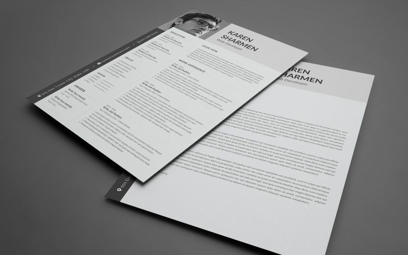 Download Резюме "Karen Resume Template" / Karen Resume Template - Резюме на тему графика resume clean cv design indesign infographic minimal portfolio professional template