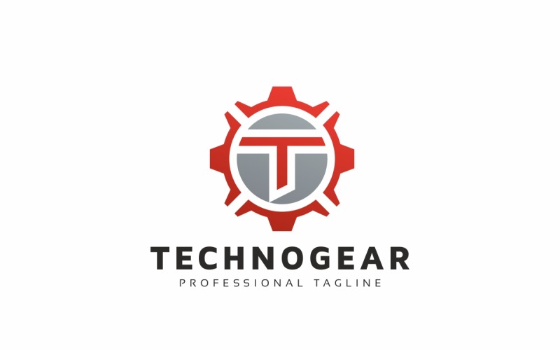 Download Шаблон логотипа "Technogear T Letter Logo Template" / Technogear T Letter Logo Template - Шаблон логотипа на тему графика agency black build business company developer development law lawyer letter logo name psd red round simple software stripe t theme