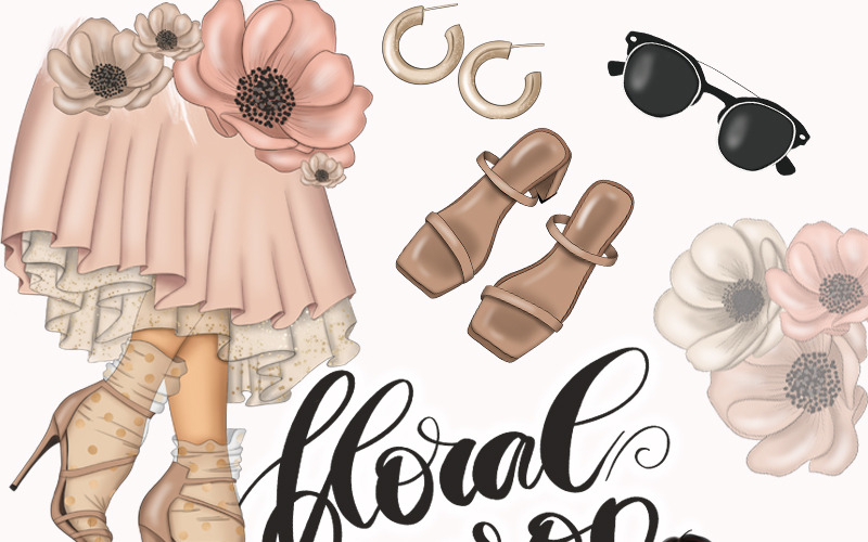 Clipart de temporada floral - ilustración