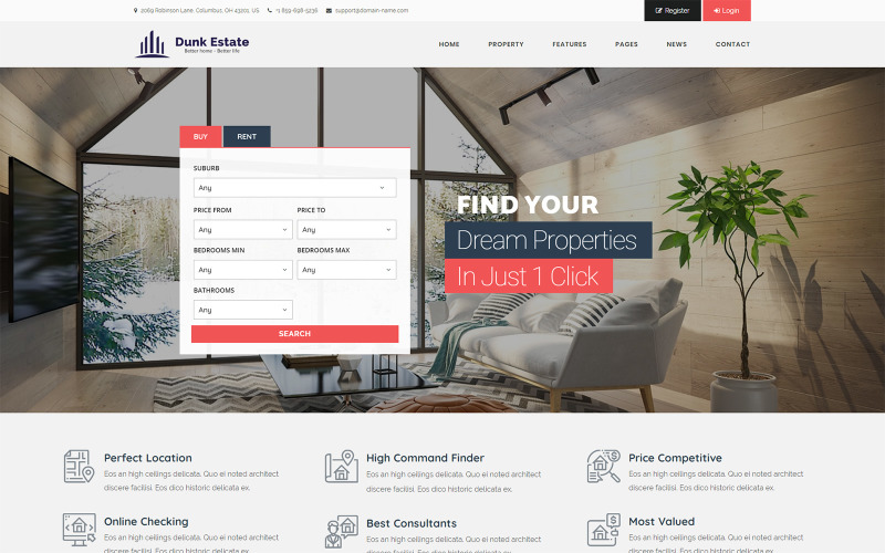 dunk dynamic real estate wordpress тема