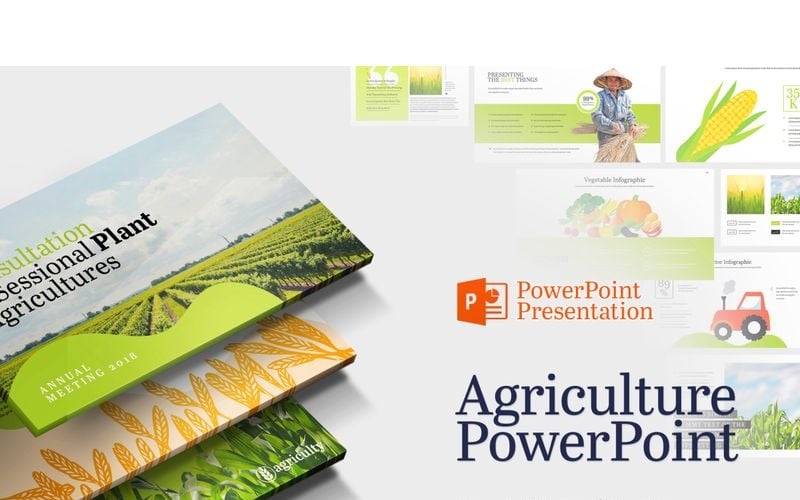 Modelo de PowerPoint de casa de fazenda e agricultura