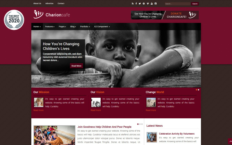 Szablon Joomla Joomla dla organizacji charytatywnej Charionsafe
