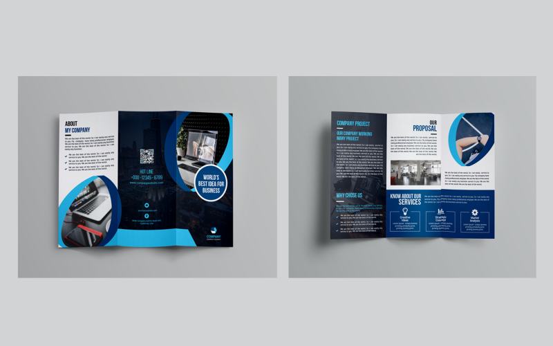 Download Фирменный стиль "Tri-Fold Brochure - Corporate Identity Template" / Tri-Fold Brochure - Corporate Identity Template - Фирменный стиль на тему графика art blue brochure colorful computer corporate creative graphics green hi-quality id kit internet lif let logo magazine modern official professional