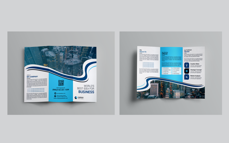 Tri-fold broschyr - mall för företagsidentitet