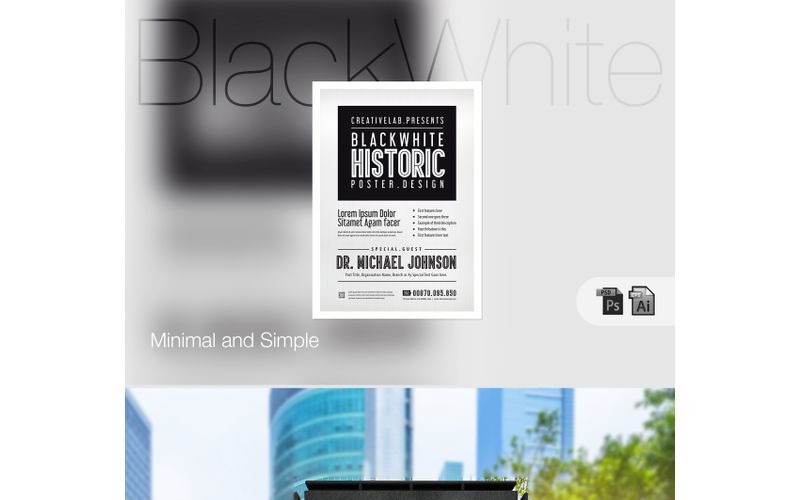 Download Фирменный стиль "Black White Event Poster - Corporate Identity Template" / Black White Event Poster - Corporate Identity Template - Фирменный стиль на тему графика design template black white b/w event party poster flyer retro vintage one colour minimal minimalism typographic typography