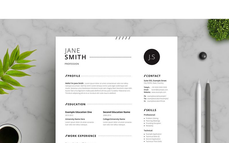 Download Резюме "Black White Resume Template" / Black White Resume Template - Резюме на тему графика 
