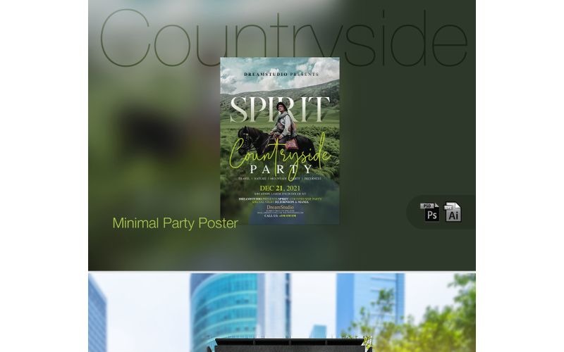 Download Фирменный стиль "Countryside Spiritual Party Poster - Corporate Identity Template" / Countryside Spiritual Party Poster - Corporate Identity Template - Фирменный стиль на тему графика countryside spiritual party poster event village retro vintage natural beauty special tourism travel