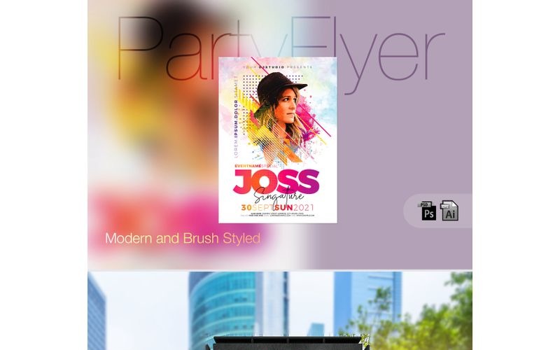 Download Фирменный стиль "Creative & Modern Party Flyer - Corporate Identity Template" / Creative & Modern Party Flyer - Corporate Identity Template - Фирменный стиль на тему графика design template party flyer modern poster creative colourful event entertainment watercolour
