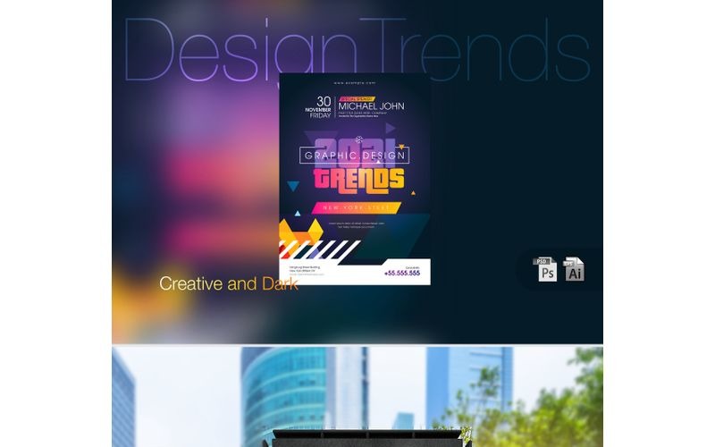 Design Trends Dark Event Poster - Modelo de identidade corporativa