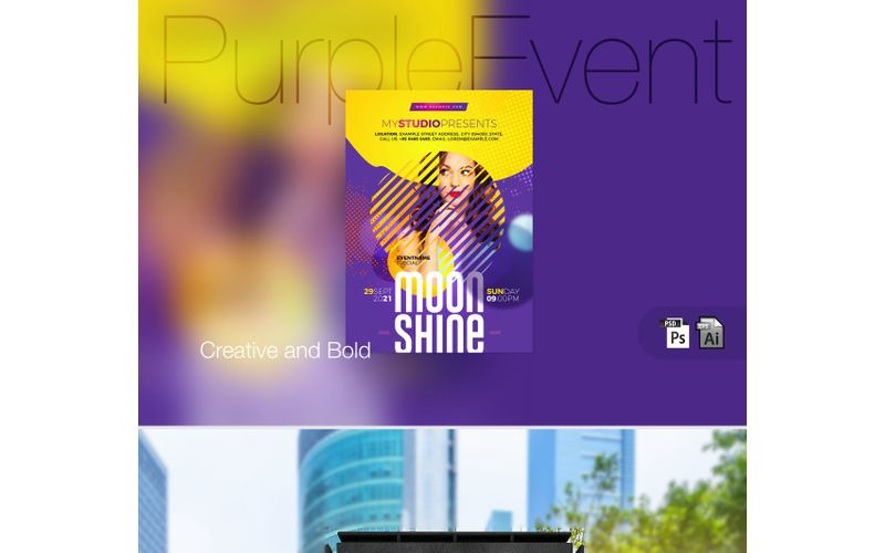 Флаер для вечеринки Purple Event - шаблон фирменного стиля