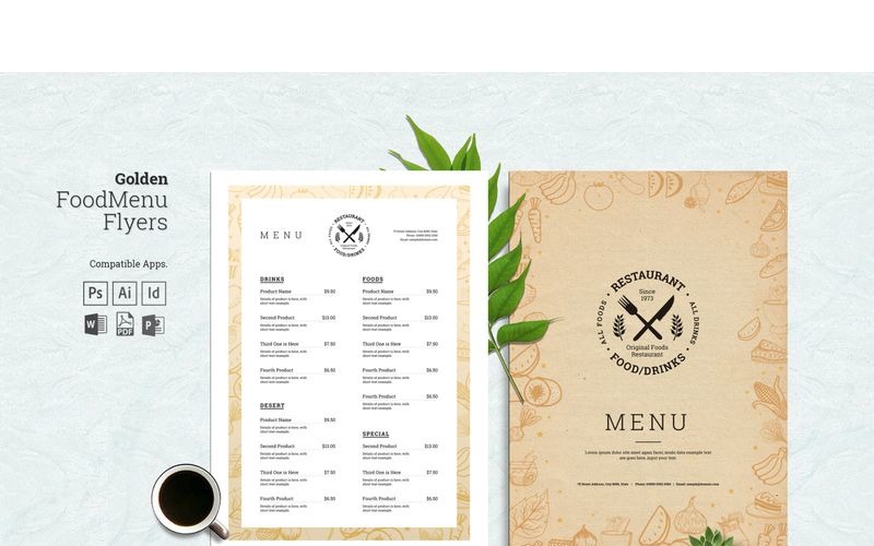 Download Фирменный стиль "Golden Food Menu - Corporate Identity Template" / Golden Food Menu - Corporate Identity Template - Фирменный стиль на тему графика 