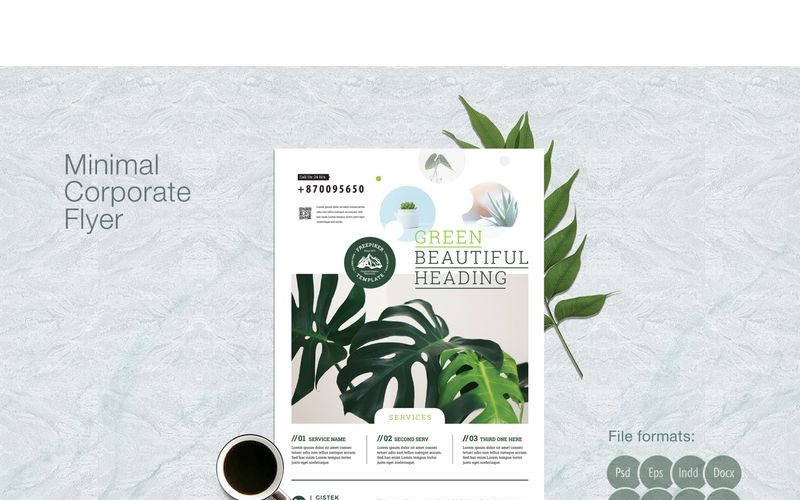Download Фирменный стиль "Minimal Business Flyer - Corporate Identity Template" / Minimal Business Flyer - Corporate Identity Template - Фирменный стиль на тему графика design template creative corporate flyer green leaf poster minimal retro style vintage clean office agency