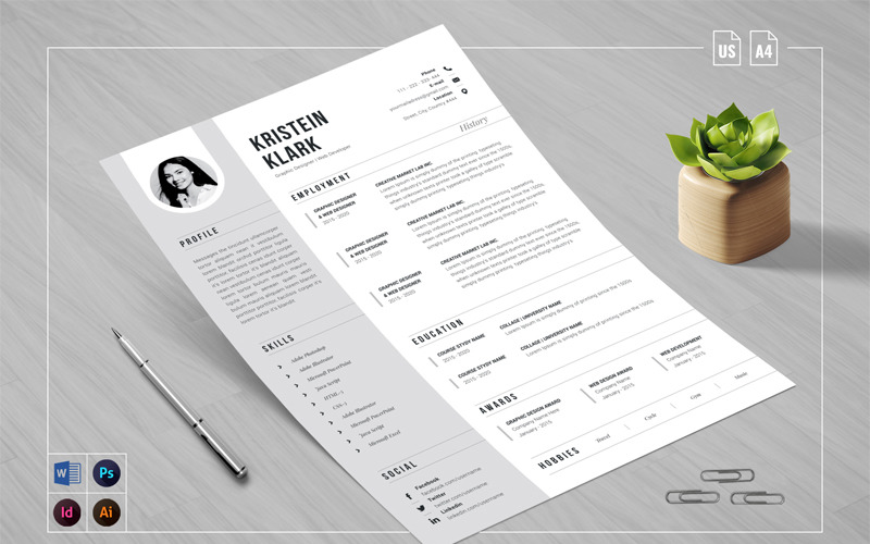 Download Резюме "Minimal Cv Resume Template" / Minimal Cv Resume Template - Резюме на тему графика resume,cv,template,coverletter,clean,creative,modern,professional,minimal,a4,letter,mac,pages,infographic,word,docx,doc,protoshop,vitae