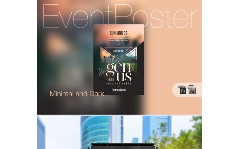 Download Фирменный стиль "Minimal Dark Event Poster - Corporate Identity Template" / Minimal Dark Event Poster - Corporate Identity Template - Фирменный стиль на тему графика design template dark poster event party flyer corporate creative