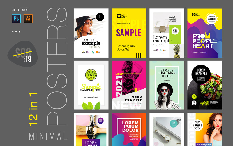 Download Фирменный стиль "Minimal Poster and Flyer Design Bundle v2 - Corporate Identity Template" / Minimal Poster and Flyer Design Bundle v2 - Corporate Identity Template - Фирменный стиль на тему графика minimal poster,minimal flyer,creative agency,flyer,event poster,event flyer