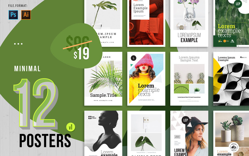 Download Фирменный стиль "12 Minimal Posters &amp; Flyers - Corporate Identity Template" / 12 Minimal Posters &amp; Flyers - Corporate Identity Template - Фирменный стиль на тему графика poster,flyer,minimal flyer,event poster,event flyer,creative agency,social flyer
