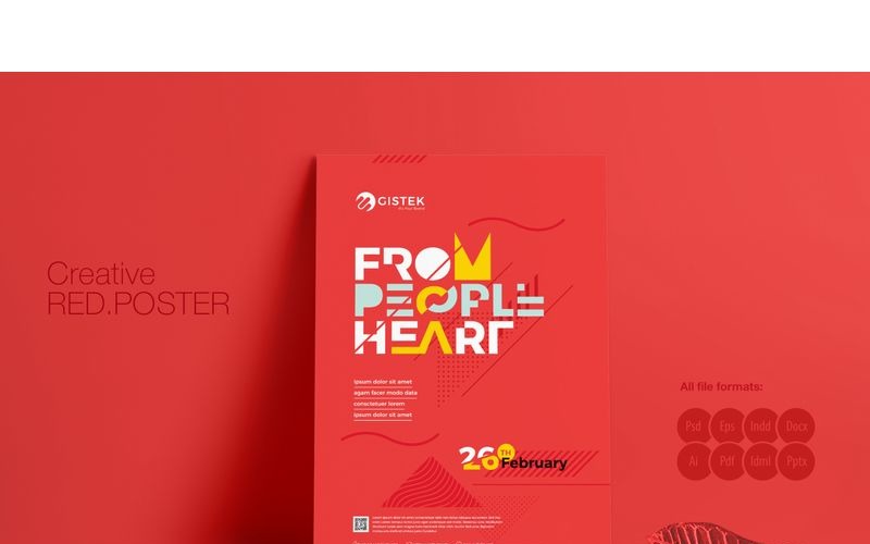 Download Фирменный стиль "Minimal Red Poster for Event - Corporate Identity Template" / Minimal Red Poster for Event - Corporate Identity Template - Фирменный стиль на тему графика design template minimal red poster event party typography typographic text style abstract typo creative flyer