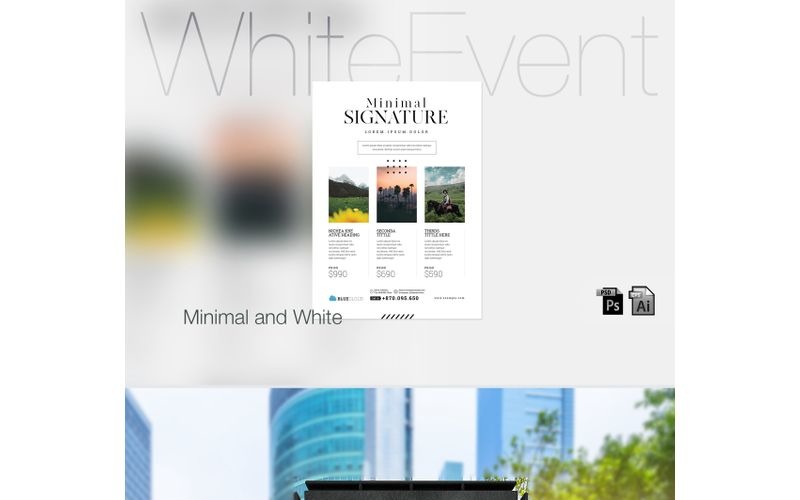 Минимальный и белый плакат мероприятия - шаблон фирменного стиля