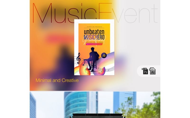 Download Фирменный стиль "Music Event & Contest Poster - Corporate Identity Template" / Music Event & Contest Poster - Corporate Identity Template - Фирменный стиль на тему графика design template music event poster flyer contest party wave creative rock hero entertainment joyful colourful